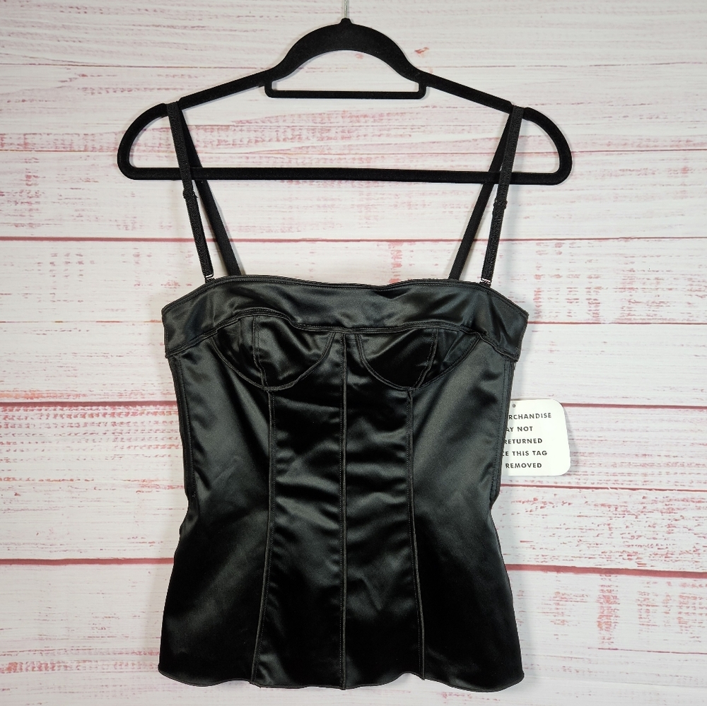 NWT Dolce & Gabbana Black Satin Bustier Corset Top